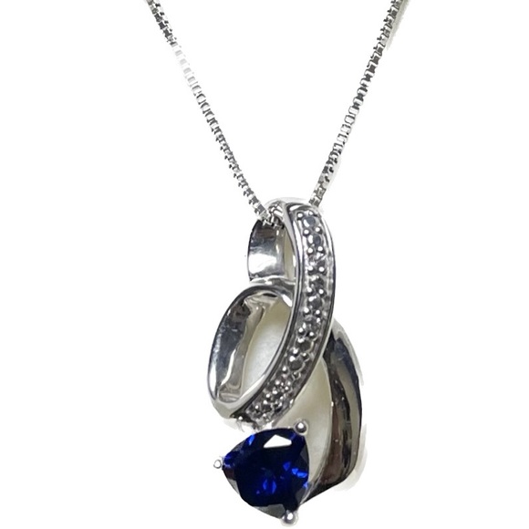 Kay Jewelers Jewelry Diamond And Sapphire Sterling Necklace From